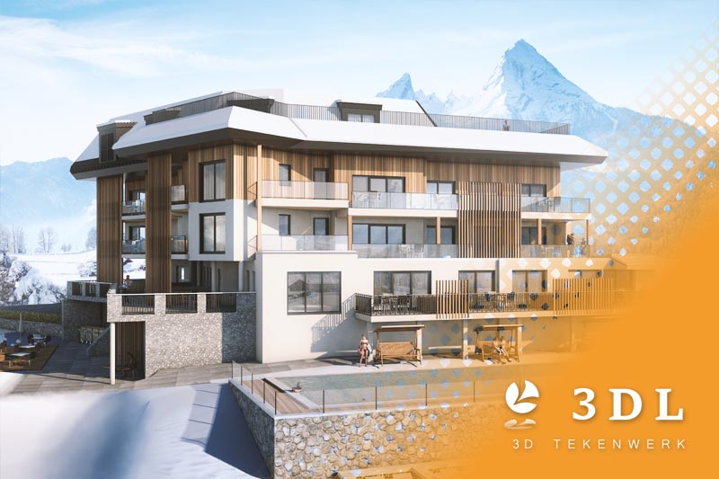 3D-art-impression-vakantie-appartement-Oostenrijk-Winter